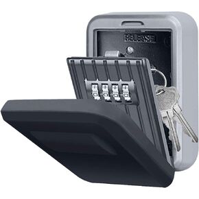 Key Lock Box with 4-Digit Combination Lock Box for House Key Wall Mounted Weatherproof Resettable Code Key Lock Box for Outside (With Waterproof Cover)