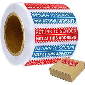 Return to Sender Not at This Address Stickers 1x3 Inch - Self Adhesive Transport Cargo Sticker Address Reminder Label for Small Business Envelop Box Cartons Shipping Stickers 500 Pcs