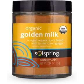 Dr. Mercola Solspring Organic Golden Milk Herbal Supplement, 2.64 Oz. (75 g), Vegan Organic Spice Blend with Turmeric and Ginger, Non GMO, Gluten Free, Soy Free, USDA Organic