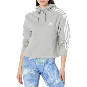 هودي نسائي من adidas Essentials 3-Stripes French Terry قصير