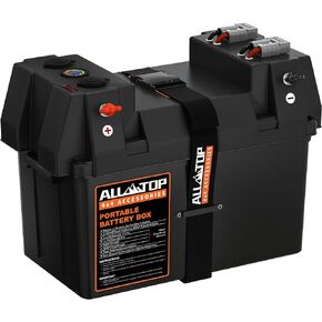 ALL-TOP Smart Battery Box, 12V Marine Case w/ 50AMP Connectors, Multi Ports & Circuit Breaker for RV & Solar Panel, Battery Not Included