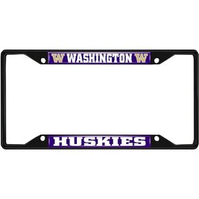 FANMATS 31289 Washington Huskies Metal License Plate Frame Black Finish