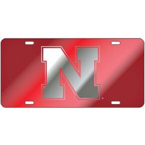 Craftique Nebraska Cornhuskers Red Laser Cut License Plate - N Logo