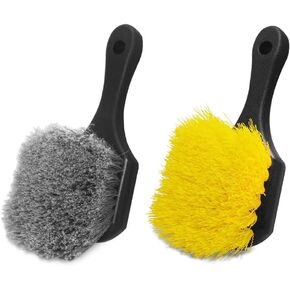2 Set Wheel & Tire Brush Cleaner for Car, FineGood Wheel Brushes for Cleaning Wheels Auto Wheel Cleaning Brush Bristle Brush Cleaning Tools