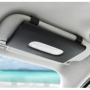 Car Tissue Refill Holder, Tissue Holder for Car, Black PU Leather Car Sun Visor Tissue Paper Storage Box Holder Cases, Hanging Tissue Clip, Car Napkin Holder