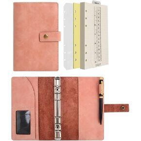 WONDERPOOL Leather Journal Dotted Paper Refillable Writing Binder Notebook - Leather Spiral Diary with Inner Organizer Pockets for Man and Woman (Green, A5)