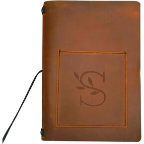 A5 Travelers Notebook Cover, Refillable Leather Journals Cover with Pen/Phone Pocket, Soft Leather A5 6x9in Writing Diary Cover for 5.5x8.5 Paper (Brown, Non-Custom)