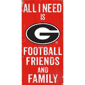 Fan Creations Georgia Bulldogs 6" x 12" All I Need is Football, Friends, and Family Wood Sign
