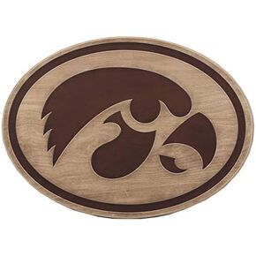 Open Road Brands University of Iowa Hawkeyes Logo Wood Wall Decor - Vintage Iowa Hawkeyes Wall Art for Office or Man Cave