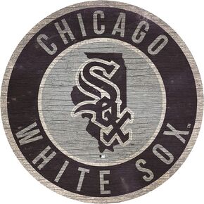 White Sox 12" Circle with State and Team Logo Wood Sign