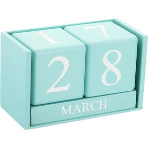 PATIKIL Vintage Wood Block Perpetual Calendar, Reusable Wooden Month Date Display Blocks for Desk Office Home Decoration 6.1", Red