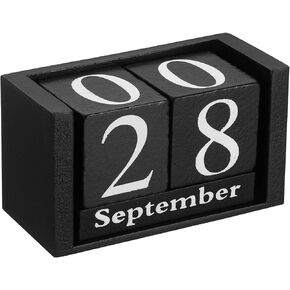 PATIKIL Vintage Wood Block Perpetual Calendar, Reusable Wooden Month Date Display Blocks for Desk Office Home Decoration 3.7", Brown