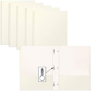 Better Office Products White Paper 2 Pocket Folders with Prongs, 50 Pack, Matte Texture, Letter Size Paper Folders, 50 Pack, with 3 Metal Prong Fastener Clips, White