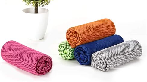 Cooling Towel, Microfiber Quick Cooling for Yoga Sport Running Gym Camping Fitness with Handle Bottle（Orange） in Kuwait