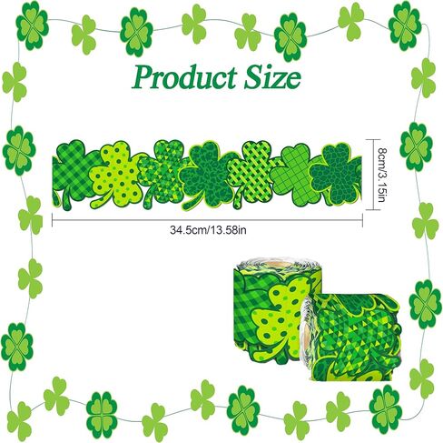 68.9 قدم شامروك لوحة إعلانات زخارف الحدود لحفلة عيد القديس باتريك، الجاموس الأخضر منقوشة الحدود لفة تقليم للمدرسة، الفصول الدراسية، مكتب جدار السبورة ديكور in Kuwait