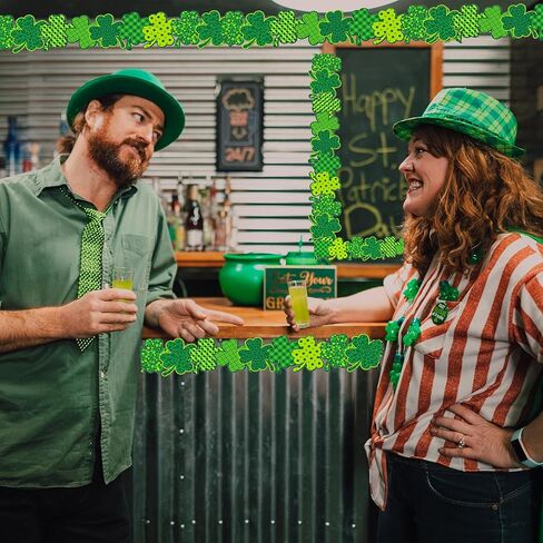 68.9 قدم شامروك لوحة إعلانات زخارف الحدود لحفلة عيد القديس باتريك، الجاموس الأخضر منقوشة الحدود لفة تقليم للمدرسة، الفصول الدراسية، مكتب جدار السبورة ديكور in Kuwait