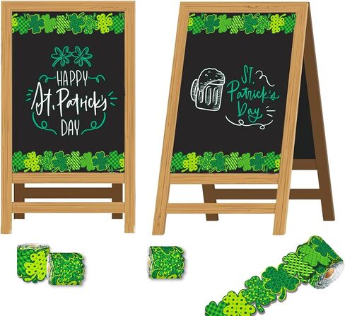 68.9 قدم شامروك لوحة إعلانات زخارف الحدود لحفلة عيد القديس باتريك، الجاموس الأخضر منقوشة الحدود لفة تقليم للمدرسة، الفصول الدراسية، مكتب جدار السبورة ديكور in Kuwait