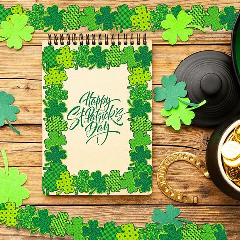 68.9 قدم شامروك لوحة إعلانات زخارف الحدود لحفلة عيد القديس باتريك، الجاموس الأخضر منقوشة الحدود لفة تقليم للمدرسة، الفصول الدراسية، مكتب جدار السبورة ديكور in Kuwait