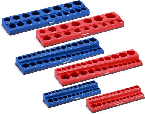 Mayouko 3 قطع منظم مقبس مغناطيسي SAE، 1/4 بوصة، 3/8 بوصة، 1/2 بوصة، طقم حامل مقبس مغناطيسي، SAE أحمر، يحمل 68 مقبسًا in Kuwait