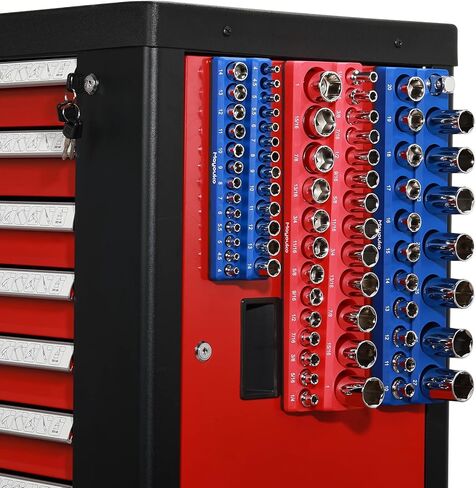 Mayouko 3 قطع منظم مقبس مغناطيسي SAE، 1/4 بوصة، 3/8 بوصة، 1/2 بوصة، طقم حامل مقبس مغناطيسي، SAE أحمر، يحمل 68 مقبسًا in Kuwait