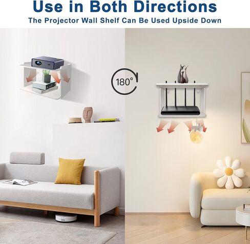 رف تثبيت على الحائط لجهاز العرض، رف جهاز عرض مطور لحامل جهاز العرض على الحائط وحامل جهاز العرض على الحائط وحامل جهاز العرض العائم على الحائط ورف عائم لجهاز توجيه جهاز العرض باللون الأبيض in Kuwait