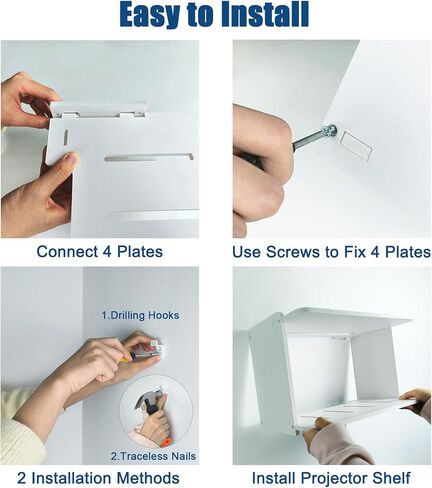 رف تثبيت على الحائط لجهاز العرض، رف جهاز عرض مطور لحامل جهاز العرض على الحائط وحامل جهاز العرض على الحائط وحامل جهاز العرض العائم على الحائط ورف عائم لجهاز توجيه جهاز العرض باللون الأبيض in Kuwait