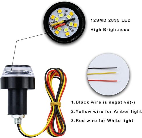 مصابيح LED لنهاية مقود الدراجة النارية من LivTee، لون مزدوج لأضواء إشارة الانعطاف وأضواء التحديد الجانبية أو أضواء الجري، كهرماني/أبيض in Kuwait