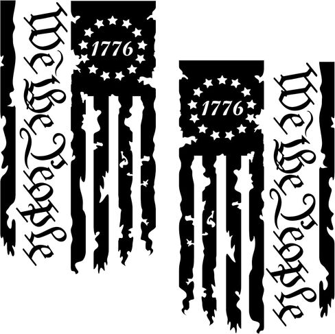 ملصق من الفينيل مطبوع عليه We The People Betsy Ross Flag 1776 المتعثرة الأمريكية الأمريكية بعلم الولايات المتحدة الأمريكية - عبوتان - ملصقات مقدمة دستور الولايات المتحدة تناسب معظم شاحنات النقل (10 بوصة × 18 بوصة، أسود غير لامع) in Saudi Arabia