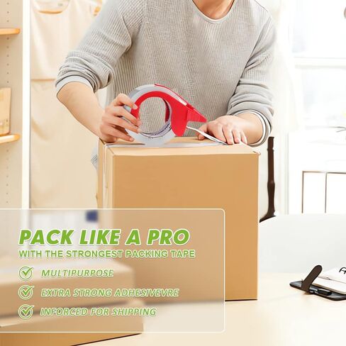 شريط تغليف كاموتا، 36 لفة شريط تغليف شفاف شديد التحمل للشحن والتعبئة والتغليف المتحرك، بعرض 1.88 بوصة، 65 ياردة لكل لفة، إجمالي 2340 ياردة مع 4 موزعات in Kuwait