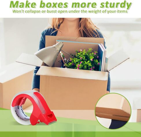 شريط تغليف كاموتا، 36 لفة شريط تغليف شفاف شديد التحمل للشحن والتعبئة والتغليف المتحرك، بعرض 1.88 بوصة، 65 ياردة لكل لفة، إجمالي 2340 ياردة مع 4 موزعات in Kuwait