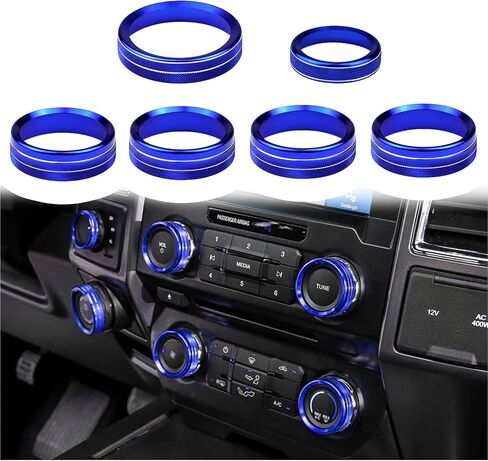 Knob Cover for F150 AC Climate Control Switch/Trailer/4WD/VOL/Tune Button Interior Center Console Trim Accessories Compatible with Ford F150 XLT 2016 2017 2018 2019 (Blue 6 Pcs) in Saudi Arabia
