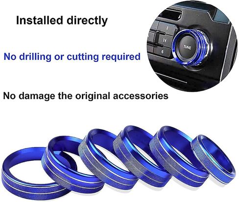 Knob Cover for F150 AC Climate Control Switch/Trailer/4WD/VOL/Tune Button Interior Center Console Trim Accessories Compatible with Ford F150 XLT 2016 2017 2018 2019 (Blue 6 Pcs) in Saudi Arabia