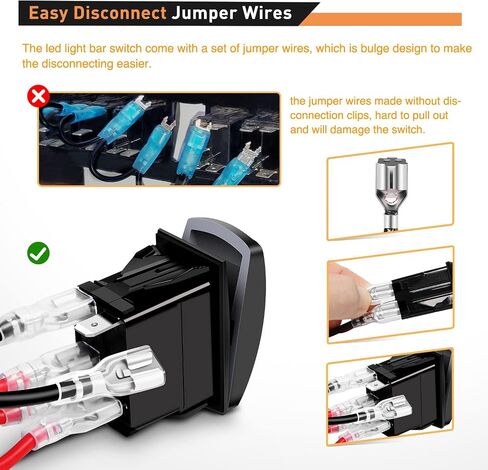 GOOACC مضاءة سوط الروك التبديل أدى ضوء شريط التبديل 5Pin الليزر على إيقاف SPST مفاتيح 20A 12V 10A 24V التبديل الأزرق مع مجموعة أسلاك العبور للسيارات والشاحنات RVs، 2 سنة الضمان in Saudi Arabia