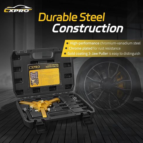 Harmonic Balancer Puller Set, 3-Jaw Pulley Puller Tool for Secure Grip, Fits 3/8" Square Drive, Crank Pulley Removal Tool, Compatible with Chrysler, GM, Ford, Cadillac, Mitsubishi, Chevrolet in Kuwait