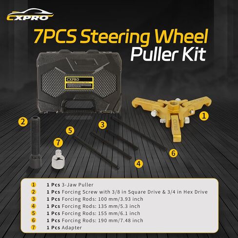 Harmonic Balancer Puller Set, 3-Jaw Pulley Puller Tool for Secure Grip, Fits 3/8" Square Drive, Crank Pulley Removal Tool, Compatible with Chrysler, GM, Ford, Cadillac, Mitsubishi, Chevrolet in Kuwait