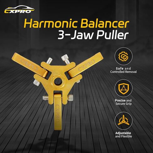 Harmonic Balancer Puller Set, 3-Jaw Pulley Puller Tool for Secure Grip, Fits 3/8" Square Drive, Crank Pulley Removal Tool, Compatible with Chrysler, GM, Ford, Cadillac, Mitsubishi, Chevrolet in Kuwait