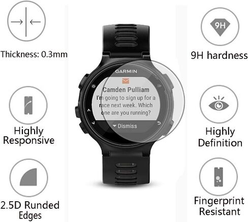 واقي شاشة الساعة (3 عبوات) متوافق مع Garmin Forerunner 735XT من الزجاج المقوى المقاوم للخدش، تغطية كاملة عالية الوضوح و(عبوة واحدة) حافظة من السيليكون للساعة الذكية in Kuwait