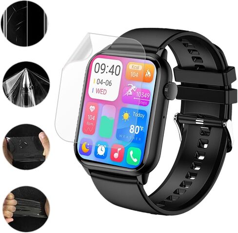 Screen Protector Compatible for HGYPK Smart Watch 1.85" (6 PACK) HK40 Smartwatch Flexible Full Coverage Clear TPU Film in Saudi Arabia