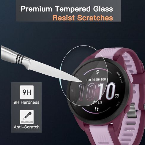 Compatible for Garmin Forerunner 165 Screen Protector, [3 Pack] 9H Tempered Glass Screen Protector Film Compatible for Garmin Forerunner 165 Music/Forerunner 165 Smartwatch (3 Pack) in Saudi Arabia