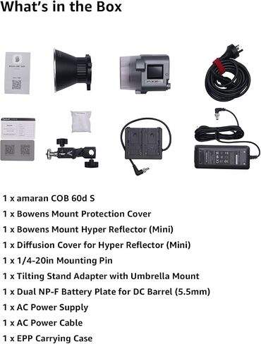 إضاءة فيديو Aputure amaran 60dS، إضاءة استوديو amaran 60d، ضوء نهاري COB بقدرة 60 وات، ضوء فيديو LED من مصدر نقطة التثبيت، التحكم في التطبيقات، إضاءة التصوير الفوتوغرافي (amaran 60dS) in Saudi Arabia