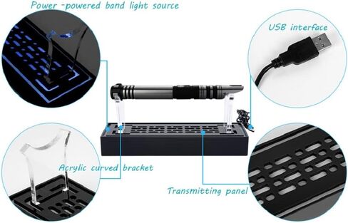 WANLIAN Lightsaber Stand， Sword Stand ，Acrylic Lightsaber Stand Desktop Display ,Built-in Luminous Original, Light-transmitting Display Lightsaber Stand. ( Black 1 set) in Saudi Arabia