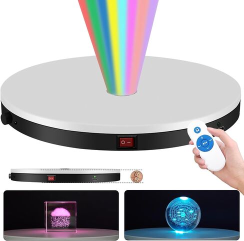 Colored Lights Rotating Display Stand 21 Adjustable Color Motorized Rotating Display Stand with Breathing Light Mode for Crystals Art, Glass Cup ,Jewelry Displaying(black) in Saudi Arabia