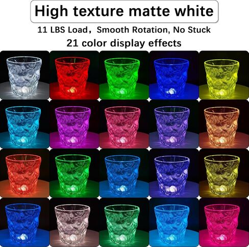 حامل عرض دوار للأضواء الملونة 21 حامل عرض دوار بمحرك قابل للتعديل مع وضع ضوء التنفس لفن البلورات، كوب زجاجي، عرض المجوهرات (أبيض) in Kuwait