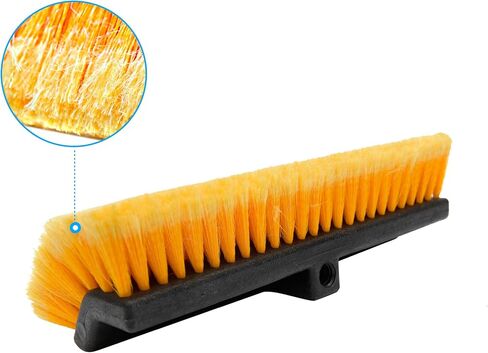 CARCAREZ 15" Flow-Thru Bi-Level Car Wash Brush Head Fits for RV Cleaning with Feather-Tip Bristles Orange in Saudi Arabia