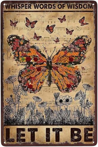 القصدير لافتة الجدار الديكور فراشة يهمس كلمات الحكمة الرجعية فراشة الحديد ملصق غرفة المعيشة غرفة نوم رجل الكهف المرآب جدار الفن القصدير اللوحة المعدنية لوحة الألومنيوم ديكور 8x12 بوصة in Kuwait