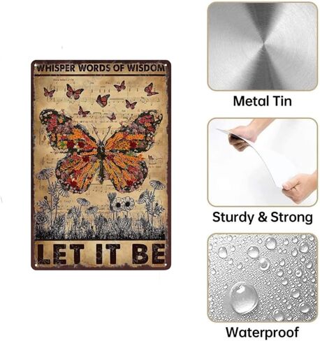 القصدير لافتة الجدار الديكور فراشة يهمس كلمات الحكمة الرجعية فراشة الحديد ملصق غرفة المعيشة غرفة نوم رجل الكهف المرآب جدار الفن القصدير اللوحة المعدنية لوحة الألومنيوم ديكور 8x12 بوصة in Kuwait