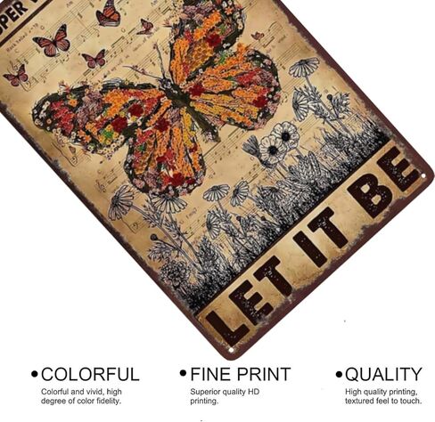 القصدير لافتة الجدار الديكور فراشة يهمس كلمات الحكمة الرجعية فراشة الحديد ملصق غرفة المعيشة غرفة نوم رجل الكهف المرآب جدار الفن القصدير اللوحة المعدنية لوحة الألومنيوم ديكور 8x12 بوصة in Kuwait