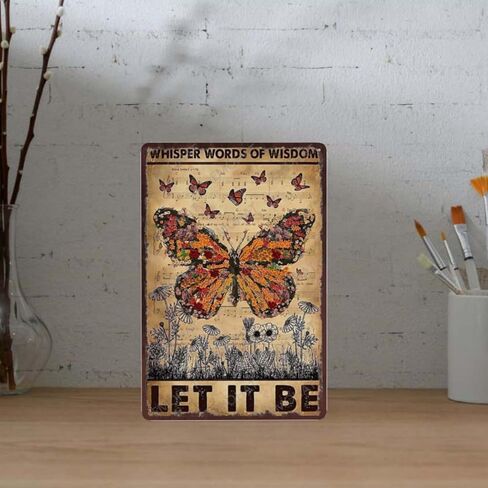 القصدير لافتة الجدار الديكور فراشة يهمس كلمات الحكمة الرجعية فراشة الحديد ملصق غرفة المعيشة غرفة نوم رجل الكهف المرآب جدار الفن القصدير اللوحة المعدنية لوحة الألومنيوم ديكور 8x12 بوصة in Kuwait