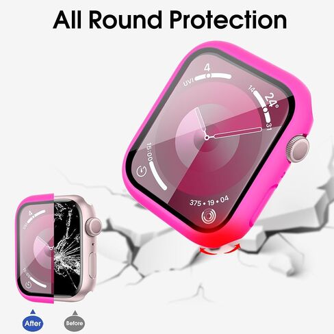 حافظة مكونة من 10 قطع مع واقي شاشة من الزجاج المقوى لساعة Apple Series SE 2022/6/SE/5/4 مقاس 44 مم، غطاء وجه صلب من البولي كربونات، مصد حماية كامل متوافق مع ملحقات iWatch مقاس 44 مم in Saudi Arabia