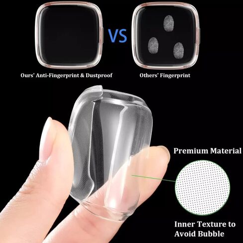 حزمة من 4 قطع من SENGKOB متوافقة مع حافظة واقي الشاشة Fitbit Versa 2، حافظات حماية كاملة مطلية بمادة TPU الناعمة لساعة Fitbit Versa 2 الذكية (شفاف + شفاف + شفاف + شفاف) in Kuwait
